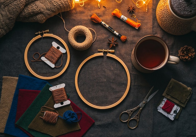 zestaw do haftu z muliną i igłą